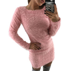 Dopasowana futrzana sukienka sweter futro